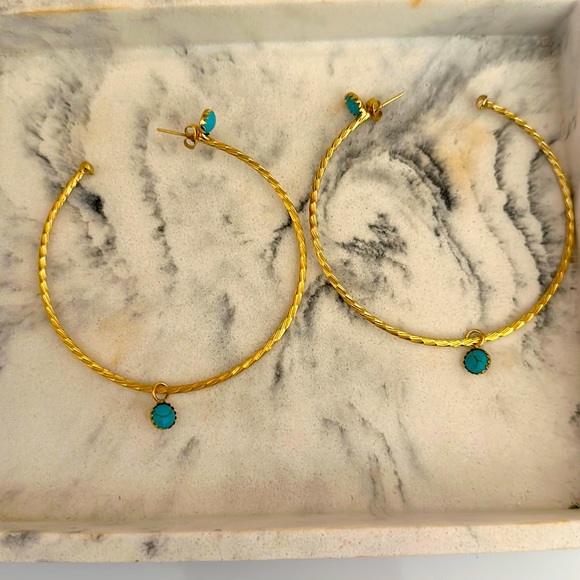 rowdy rose Jewelry - Authentic Turquoise Hoop Earrings Rowdy Rose Western